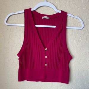 Free People Pink Sweater Crop Tank Top